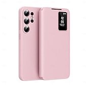 cheap 2026 Samsung Galaxy S26 Series-Phone Case For Samsung Galaxy S26 S26 Plus S26 Ultra Wallet Case Clear View Window Camera Lens Protector Ultra Thin Retro PU Leather
