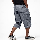 abordables Clásico-Hombre Pantalones tipo cargo Pantalón Corto Cargo Pantalón corto Pantalones cortos casuales Bolsillo Cintura elástica Plano Medio corto Casual Exterior Ropa de calle Moda Ropa de calle Negro Caqui