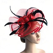 voordelige Fascinators-fascinators Veer Netto Bruiloft Verjaardag Elegant Vintage leuke Style Met Veer Tule Helm Hoofddeksels