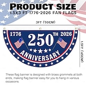 olcso 250. évforduló-2 darab USA 250. évfordulós zászló 1,5X3 FT 1776-2026 szurkolói zászlók patriotikus csillagok kültéri díszek frontajtóra teraszra üdvözlő háttér fém grommetekkel
