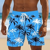 preiswerte Tropische Pflanzen &amp; Blumen-Herren Kokospalme Tropische Pflanzen Badehosen Badeshorts Boardshorts Mittlere Taille Hawaiianisch Strandurlaub Seitentaschen Netzfutter Elastischer Kordelzug in der Taille Designer Bekleidung