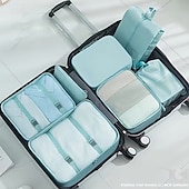 abordables Rangement et organisation-Ensemble de 7 organisateurs de voyage, sacs de rangement portables grande capacité pour vêtements, chaussures et chaussettes, cubes de rangement pour valise