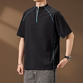  Homens Camisas Polo Polo Quarter Zip Casual Diário Quarter Zip Manga Curta Moda Básico Tecido Resfriamento Quarter Zip Verão Primavera Normal Preto Rosa Verde Camisas Polo