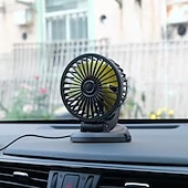 voordelige Autofanaten-Autoventilator, 12V sigarettenaansteker- of USB-voeding voor in de auto, opvouwbare dashboardventilator met 360° rotatie, krachtige koelventilator met 5 bladen voor auto, vrachtwagen, SUV, camper,