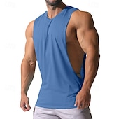 abordables Camisetas sin mangas de gimnasio-Hombre Camiseta sin mangas Top Camisa sin mangas Camiseta muscular de gimnasio Sin Mangas Cuello Barco Verano Plano Moda Design Músculo Exterior Gimnasia Noche Azul Piscina Azul Marino Gris Ligero