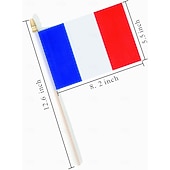levne Světový fotbalový zápas 2026-25balení malých francouzských vlaječek, ruční mini francouzská vlajka na tyčce, 5x8 palců, na letní mistrovství světa ve fotbale, sportovní akce, párty dekorace, fandění fanoušků