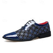 abordables Chaussures Derby-Chaussures décontractées à lacets en similicuir rouge à motifs pour hommes, élégantes et stylées, parfaites pour le travail, les soirées et le quotidien.