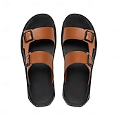 preiswerte Urlaubsandalen-Braune Herren-Sandalen mit Doppelschnalle, offene Zehenpartie, lässige Strandschuhe, verstellbar, bequem, Sommerschuhwerk für Urlaub, Strandreisen, Resortbesuche, Freizeit im Freien, Spaziergänge und den täglichen Gebrauch im Sommer