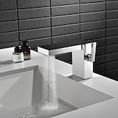 abordables Robinets de lavabo-Robinet de salle de bain cascade, robinet de lavabo à haut débit, mitigeur de lavabo en laiton à montage sur plage, robinet de lavabo monotrou à poignée unique, robinet de meuble-lavabo