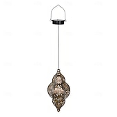 abordables Éclairages pour allées-Lanterne suspendue d'extérieur à projection solaire baroque en métal creux, étanche, avec éclairage LED pour jardin, cour, allée, pelouse, terrasse, fête, vacances, ambiance chaleureuse, violet