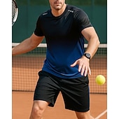 billiga Herrskjorta-Herr Grafisk Sportset Skjortor &amp; Shorts Tennisset 2 Kort ärm Svettavvisande Fuktabsorberande Andningsfunktion Tennis Golf Pickleball Röd Blå Grön Tenniskläder