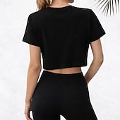 رخيصةأون تي شيرت عادي-قميص نسائي 100% قطن تي شيرت لون سادة أنيقة أساسية بأكمام قصيرة عنق دائري Tops يومية للخروج أسود أبيض صيف ربيع