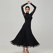 Χαμηλού Κόστους Ανταγωνιστικά Ρούχα-Επίσημος Χορός Φόρεμα Πλισέ Καθαρό Χρώμα Κόψιμο Γυναικεία Πάρτι Εκπαίδευση Επίδοση Μακρυμάνικο Ψηλό Σπαντέξ Πολυεστέρας