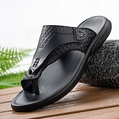 economico Sandali casual-Sandali infradito da uomo in similpelle bianca – comodi infradito estivi, ideali per le vacanze al mare e per l'uso quotidiano.