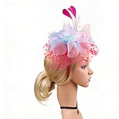 voordelige Fascinators-fascinators Tule Veren Bruiloft Verjaardag Elegant Vintage leuke Style Met Veer Tule Helm Hoofddeksels
