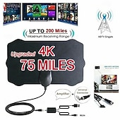 ieftine Cutii TV-Antenă digitală HDTV de interior, antenă Smart TV 4K 1080p cu amplificator de semnal, rază de acțiune de 120 km, conector universal pentru canale locale gratuite ABC, CBS, NBC, Fox, PBS, configurare ușoară