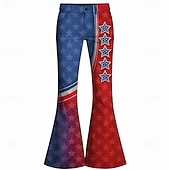  250° anniversario USA Retrò Vintage Anni '70 Pantaloni Pantaloni a zampa d'elefante Hippie Disco Vita alta Zigzag Costume Per donna Mascherata 4 Luglio Feste Giorno dell'Indipendenza Adulti Pantaloni