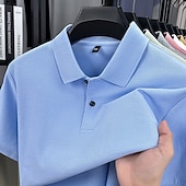 cheap Men's Classic Polo-Men's Polo Polo Shirts Casual Vacation Lapel Short Sleeve Fashion Modern Plain Buttons Plain Summer Spring Regular Fit Lake blue Black White Yellow Pink Red Polo