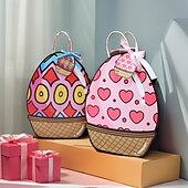 Недорогие Необычные игрушки-Набор из 18 бумажных подарочных пакетов в форме пасхальных яиц, 6 красочных узоров (по 3 каждого), пакетики в форме яиц для сладостей, подарочные пакеты для пасхальной вечеринки для детей, школьные
