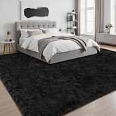 abordables Alfombras-Alfombras para sala de estar y dormitorio: alfombra de pelo largo ultrasuave y mullida, antideslizante, que no suelta pelusa, alfombra grande y mullida para interiores, ideal para habitaciones