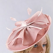 economico Fascinatori-Fascinator Sinamay Matrimonio Compleanno Elegante Vintage Carino Con Piuma Perle Copricapo Copricapo