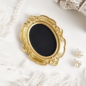 cheap Sculptures-6PCS Vintage Gold Resin Embossed Frame Set – DIY Wall Decor, Photo Frame Accents for Home, Party, Birthday, Wedding, Holiday, Photography Props, Miniature House Decoration