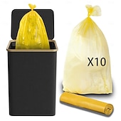 abordables Rangement et organisation-Poubelle en tissu de 100 litres avec couvercle, panier à linge pliable avec structure en bambou, bac de rangement moderne pour le salon &amp;chambre, comprend 10 sacs poubelles jaunes