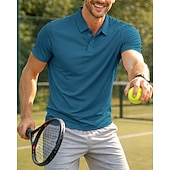 זול חולצת גברים-בגדי ריקוד גברים אחיד חולצת ספורט חולצת טניס שרוולים קצרים ייבוש מהיר מתיחה פתילת לחות נושם טניס גולף פיקלבול צווארון פולו צמרות אפור כהה שחור ורוד בגדי טניס
