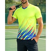 זול חולצת גברים-בגדי ריקוד גברים שיפוע חולצת ספורט חולצת טניס שרוולים קצרים ייבוש מהיר מתיחה פתילת לחות נושם טניס גולף פיקלבול צווארון V צמרות כחול ים ירוק בגדי טניס