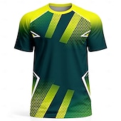  男性用 サッカーユニフォーム 幾何学模様 勾配 文字＆番号 ランニングトップ アスレチックTシャツ 夏 カラーブロック 半袖 UPF 50 速乾性 吸汗性 高通気性 トーナメント サッカー ジム ランニング しつけ用品 スポーツ グリーン スポーツウェア アクティブウェア