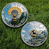 levne Event &amp; Party Supplies-Pamětní mince s motivem včelí pozitivity, rytá kovová sběratelská mince s motivem včely a pozitivními citáty, dekorativní inspirativní dárek na domácí kancelářský stůl.