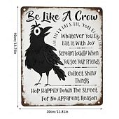olcso fali szobrok-légy olyan, mint egy varjú vintage fém tábla, vicces pozitív falikép, varjú művészeti fali plakett humoros idézettel, rusztikus parasztház dekoráció otthoni irodába, konyhába és bárba, inspiráló