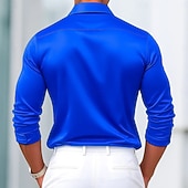 お買い得  メンズサテンシャツ-男性用 シャツ サテンシャツ ドレスシャツ ボタンアップシャツ 平織り ビジネス 結婚式 ロイヤルブルー 長袖 折襟 オールシーズン 衣類 グリッター素材