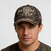 cheap Gifts-Old Fuckers Club Vintage Baseball Cap, Distressed Skull Patch Trucker Hat for Men, Retro Patriotic USA Flag Adjustable Dad Hat, Funny Gag Gift for Dad Grandpa Husband