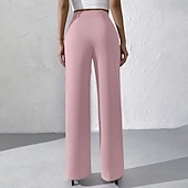 ieftine pantaloni rochii de dama-Pentru femei Pantaloni Costume Pantaloni de vară Vacanță Modă Casul Zilnic Lungime totală Talie Înaltă Culoare solidă Simplu Fermoar Buzunar Picior Larg Confort Ușor Απαλό Micro-elastic Haine de