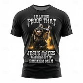  250 aniversario de Estados Unidos Hombre Gracioso Cruz Jesús cristiano Camiseta Manga Corta Camiseta Impresión 3D Cuello Barco Camisa Religioso Patriótico Casual Diario Fiesta Negro 1 Blanco 1 Blanco