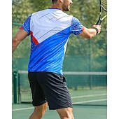 economico Camicia da uomo-Per uomo Blocco di colori A righe Maglietta sportiva Maglia da tennis Maglietta da tennis Manica Corta Asciugatura Rapida Elastico Traspirante Tennis Da golf Pickleball Girocollo Top Blu