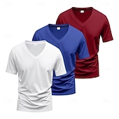billiga grundläggande t-shirts-Herr T-shirt T-tröja Kortärmad V-hals Sommar Vår Slät Designer Grundläggande Modernt Modernt 3 st Ledigt Semester Gata 8# 9# 4# Topp t-shirt för män