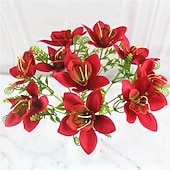 preiswerte Künstliche Blume-10 künstliche Phalaenopsis-Orchideen (kleine Cattleya-Blüten), verstellbare Stiele, realistische Blüten für Heim- und Eventdekoration, festliche Blumenarrangements und Außendekoration