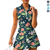economico Abbigliamento Tennis da donna-Per donna Floreale Motivo Floreale Abito da tennis Abito sportivo Senza Maniche Floreale Traspirante Tennis Golf Badminton Colletto Polo Collo con zip Vestito Verde e nero Blu marino Blu