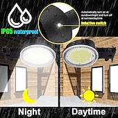 baratos Luzes de trabalho-Luminária LED para celeiro, iluminação externa com sensor crepuscular e luz diurna, à prova d'água IP65, ideal para segurança externa em garagens, quintais, ruas e armazéns.