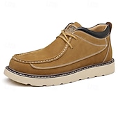 abordables Zapatos Informales con Cordones-Mocasines casuales de gamuza color camel para hombre, con cordones, cómodos para caminar, ligeros, con puntera mocasín, ideales para uso diario, viajes, conducir, la oficina, el tiempo libre de fin de semana y looks casuales elegantes.