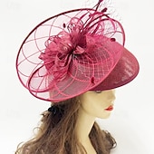 billige Fascinatorer-fascinators Sinamay Bryllup Bursdag Elegant Årgang søt stil Med Perledetaljer Tyll Hodeplagg Hodeplagg