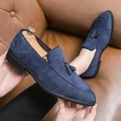 levne Mokasíny-Pánské fialové semišové mokasíny se střapci, elegantní společenská obuv na svatby, bankety, večírky, ples, do kanceláře a na večerní večírek.