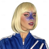 tanie Peruki syntetyczne modne-pomarańczowa peruka typu bob, prosta, 12 cali, krótkie włosy, peruka cosplay dla kobiet na imprezę kostiumową