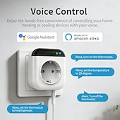 abordables appareils électroménagers-Thermostat intelligent programmable Wi-Fi, mini-régulateur de température à brancher (10 A), compatible avec les prises électriques, application de contrôle, commande vocale, minuterie et interrupteur