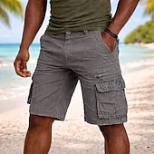 economico Classico-Per uomo Carico tattico Pantaloncini cargo Shorts Pantaloncini casual Tasca Elastico in vita Puro Semplice Tinta unita Lunghezza al ginocchio Casuale All'aperto Abbigliamento casual alla moda Moda