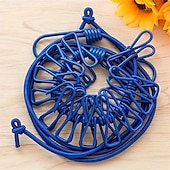 Недорогие Активный отдых на свежем воздухе-Набор из 3 портативных дорожных бельевых веревок, каждая с 12 прищепками — бельевая и сушильная веревка, устойчивая к ветру, сворачивающаяся и эластичная.