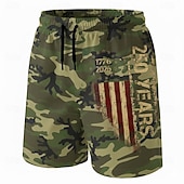  Ανδρικά 4η Ιουλίου 250ή επέτειος των ΗΠΑ Σημαία των ΗΠΑ 1776 Μαγιό Βερμούδα Σορτσάκια Κολύμβησης Σορτς παραλίας Μεσαία Μέση Πατριωτικό Αργίες Πλαϊνές τσέπες Διχτυωτή επένδυση Ελαστική μέση με κορδόνι