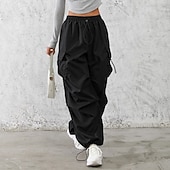 economico pantaloni cargo da donna-Per donna Pantaloni Cargo Pantaloni Pantaloni da Lavoro Pantaloni Estivi Vacanza Moda Casual Quotidiano Lunghezza intera Misura del girovita medio Semplice Coulisse Tasca Elastico in vita Comodit